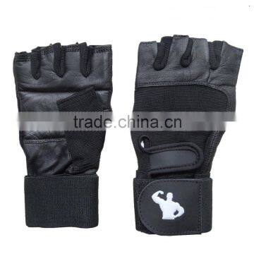 New Gym Muscle Bodybuilding Black Leather Gloves, Fitness Lifting Weight Training Gloves