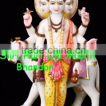 Pure White Marble Statue of Dattatreya