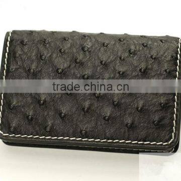 Handmade Ostrich Leather Card Wallet Square Business Card Holder