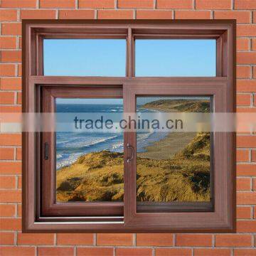 Wood Color Aluminium Sliding Glass Window photo-2