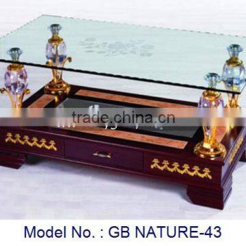 Luxury Glass Coffee Table In Arabian Style Special Design For Living Room Furniture Uphosterly With Drawer