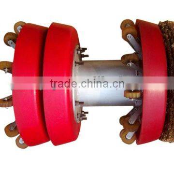 steel brush cleaning PU cup wheel supporting pig used in oil pipeline