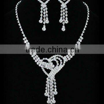 Heart Crystal Rhinestone Necklace Earrings Set CS1050