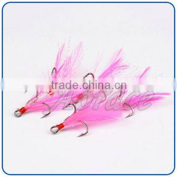 China Professional Custom Pink Feather Fishing Hooks Carbon Steel photo-3