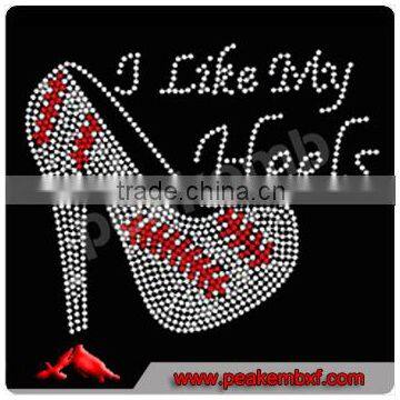 Fashion I Like My Heels Rhinestone Transfer Motif Wholesale Baseball Applique