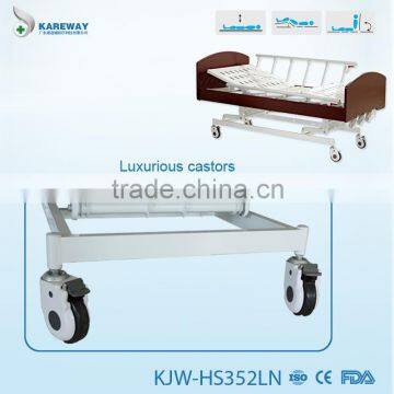 Three cranks manual adjustable cheap patient hospital beds for rent