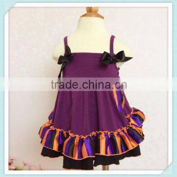 Black color baby girls swing dress cut kids swing top set little children outfit clothes sets with bloomer