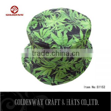 Custom Leaf 100% Cotton Print Pattern Bucket Hat/Wholesale Prin Pattern Bucket Hat