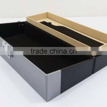 Chinese factories wholesale custom high-grade PU leather 2 bottles of red wine box, black gift box