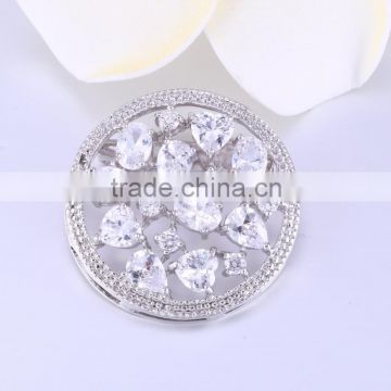 high quality flower round shape 925 sterling silver jewelry brooches for wedding