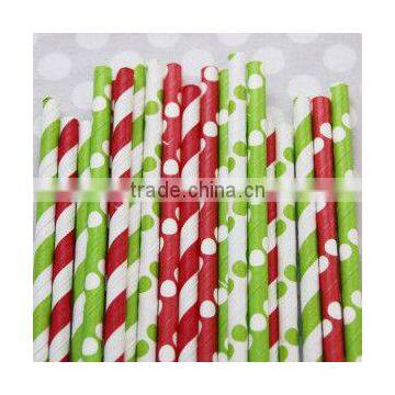 Disposable Paper Straws Light Yellow & Grey Stripe, Drinking Straws for wedding party