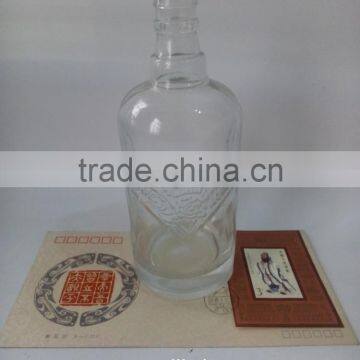 500ml clear fiower pattern one side glass alcohol empty bottles