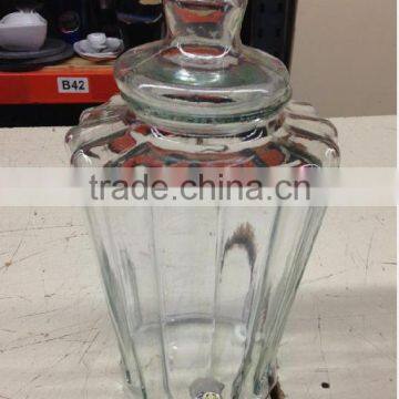 7L Clear Glass Beverage Dispenser special shape Water bottle with tap glass lid