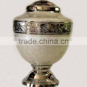 Banded Flower Design Brass Cremation Urn