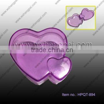 Cleverish portable cute purple heart-shaped plastic storage jewelry wedding box kit