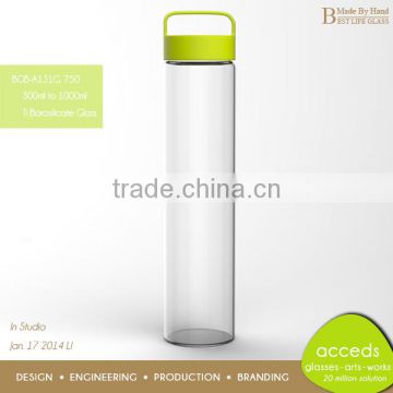 Novelty Healthy Protable Glass 750ml Sports Drink Bottles