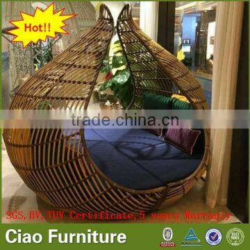 Latest Design Daybed With Canopy Rattan Sofa Bed Garden Patio Furniture photo-2