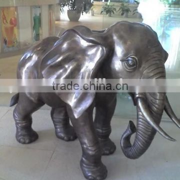 Cast large brass elephant sculpture