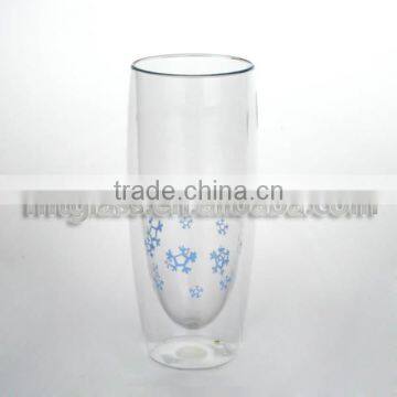 Clear Dubble Wall Wine Drinking Glass Beer Glass Tall Cup With Logo photo-3