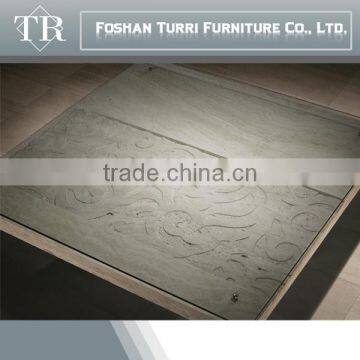 Luxury Furniture Glass Top Marble Base Square Coffee Table Center Table photo-2