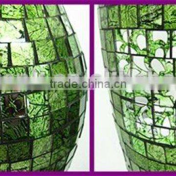 Crackle Mosaic Glass Green Vases
