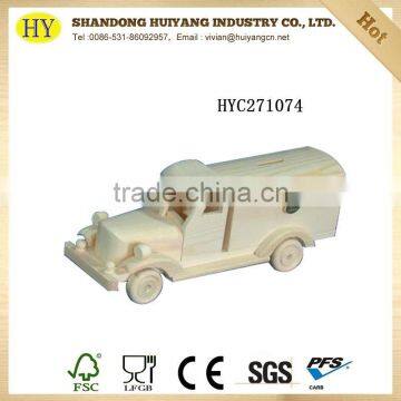 Children wood toy car and wooden toy box