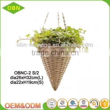 wholesale wicker eco friendly outdoor handicraft plant basket willow decoration flower hanging basket