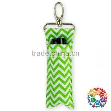 Handmade Aqua Chevron Lipstick Holder Custom Cotton Fabric Keychain photo-6