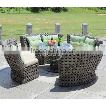 Fancy China sectional outdoor rattan dining table and chairs garden furniture whoesaler