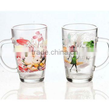 Environmental friendly glass coffee mugs with decal logo