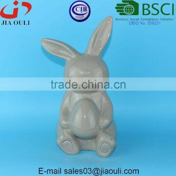 BSCI Audit QUANZHOU Factory EASTER bunny funny Ceramic rabbits, porcelain animal figurines