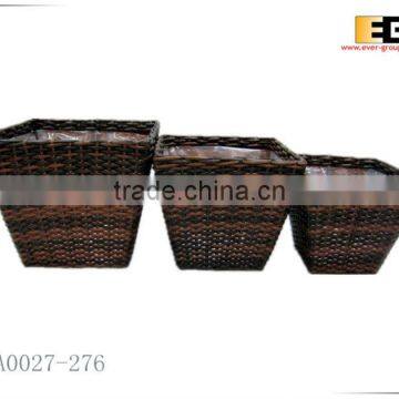 PE rattan square with liner flower planter