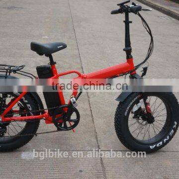 2017 high quality electric folding fat tire bicycle beach cruiser ebike with suspension seatpost