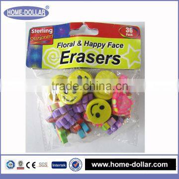 Factory wholesale school kids mini stationery non dust smiling face emoji eraser