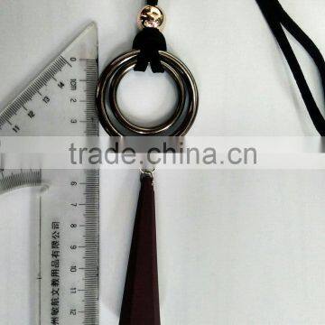 Plastic Geometric Pendant Necklace Long Suede Leather Necklace