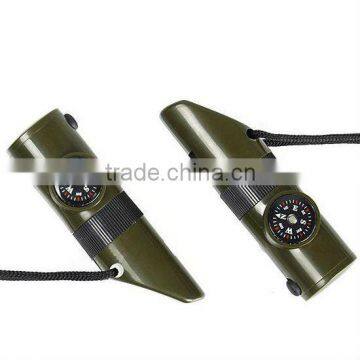 Seven in one outdoor multifunctional rescue whistle with compass outdoor survival whistle