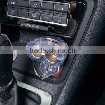 2015 CE Approval 2 Socket LED USB Cigarette Lighter Power Adapter DC Outlet for IPhones , IPads & Tablet photo-2