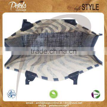 PP Laminated Jute Tote Bag With Padded Rope Handle & With One Color Two Side Zebra Texture Print photo-4