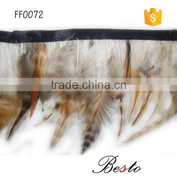 Elegant design dyed feather fringe rooster tail feathers trimmings for costume