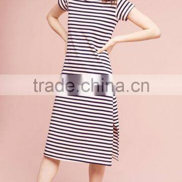 stripe casual T shirt dress hot sale summer beach woman dress