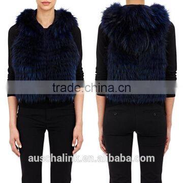 New Style Fashion Women Dyed Raccoon Fur Vest Customized photo-6