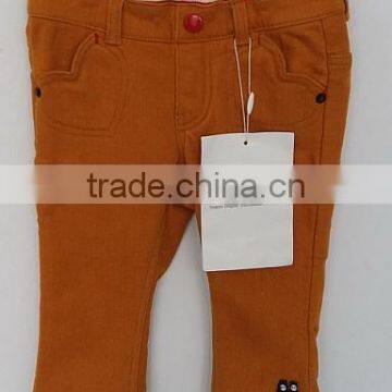 cool baby girls dark beige color flexible cotton plain dyed pants for Aurtumn