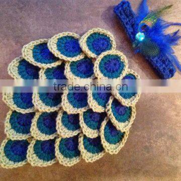 Peacock Diaper Cover Baby Bloomer With Headband Set Little Baby Winter Woolen Yarn Diaper Cover Set photo-2