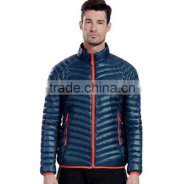 Custom logo ultralight down goose feather jacket for men