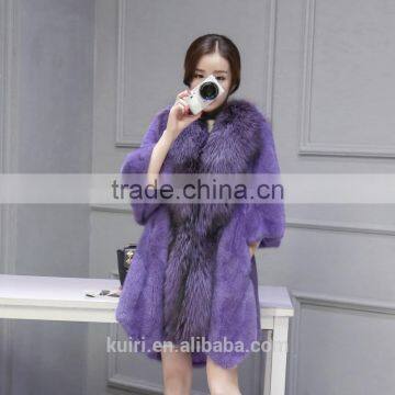 2016 winter newese design Whole Skin Natural real mink for overcoat lady with real fox fur collar