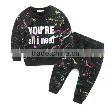 high quality pullover long sleeve t shirt children sports clothes sets