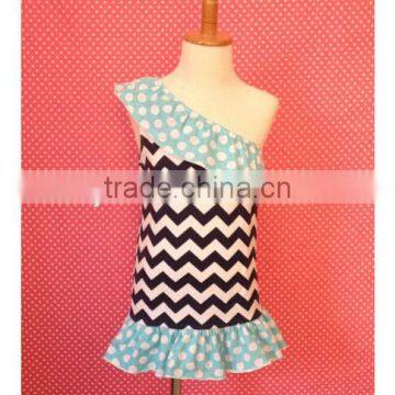 2014 New Arrive!Latest Design Baby chevron cotton One-shoulder dress Wholesale Fresh Baby Summer Chevron cotton Pillowcase dress