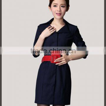 OEM Supply Woman Airplane Work Dress Airline Stewardess Uniform photo-2