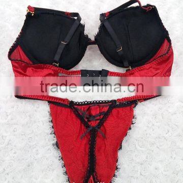 Ladies Sexy Lace Decoration Bra and Panties Set Red Color Padded Bra New Design photo-2