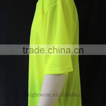 ANSI 100% Polyester Short Sleeve Reflective Birdeye Mesh Silk Screen Printing Security T-shirt